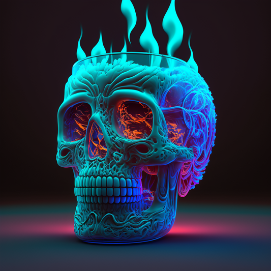 Neon Skull On Fire Güero